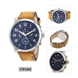 Tommy Hilfiger Briggs Chronograph Blue Dial Brown Leather Strap Watch for Men - 1791424