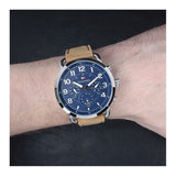 Tommy Hilfiger Briggs Chronograph Blue Dial Brown Leather Strap Watch for Men - 1791424