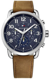 Tommy Hilfiger Briggs Chronograph Blue Dial Brown Leather Strap Watch for Men - 1791424