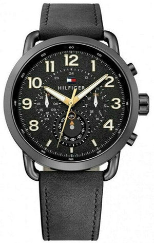 Tommy Hilfiger Briggs Black Dial Black Leather Strap Watch for Men - 1791426