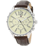 Tommy Hilfiger Gavin Chronograph White Dial Brown Leather Strap Watch for Men - 1791467