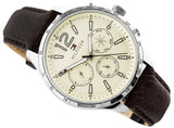Tommy Hilfiger Gavin Chronograph White Dial Brown Leather Strap Watch for Men - 1791467