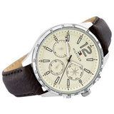 Tommy Hilfiger Gavin Chronograph White Dial Brown Leather Strap Watch for Men - 1791467