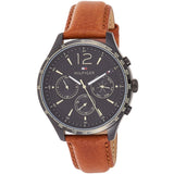 Tommy Hilfiger Gavin Chronograph Quartz Black Dial Brown Leather Strap Watch for Men - 1791470