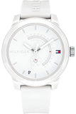 Tommy Hilfiger Denim Analog White Dial White Rubber Strap Watch for Men - 1791481