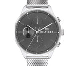 Tommy Hilfiger Chase Quartz Grey Dial Silver Mesh Bracelet Watch For Men - 1791484