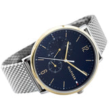 Tommy Hilfiger Brooklyn Quartz Blue Dial Silver Mesh Bracelet Watch for Men - 1791505