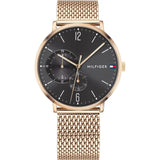 Tommy Hilfiger Brooklyn Grey Dial Gold Mesh Bracelet Watch for Men - 1791506