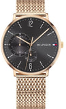 Tommy Hilfiger Brooklyn Grey Dial Gold Mesh Bracelet Watch for Men - 1791506