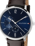 Tommy Hilfiger Cooper Blue Dial Brown Leather Strap Watch for Men - 1791508