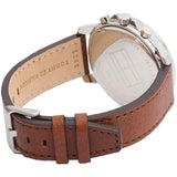 Tommy Hilfiger Deacon White Dial Brown Leather Strap Watch for Men - 1791550