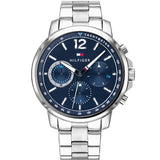 Tommy Hilfiger London Chronograph Quartz Blue Dial Silver Steel Strap Watch for Men - 1791534