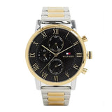 Tommy Hilfiger Decker Chronograph Black Dial Two Tone Steel Strap Watch for Men - 1791559