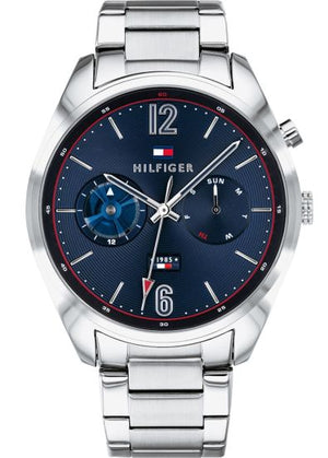 Tommy Hilfiger Deacan Blue Dial Silver Steel Strap Watch for Men - 1791551