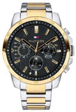 Tommy Hilfiger Decker Chronograph Black Dial Two Tone Steel Strap Watch for Men - 1791559