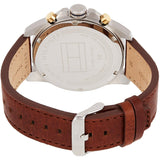 Tommy Hilfiger Decker Blue Dial Brown Leather Strap Watch for Men - 1791561