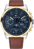 Tommy Hilfiger Decker Blue Dial Brown Leather Strap Watch for Men - 1791561