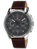 Tommy Hilfiger Decker Grey Dial Brown Leather Strap Watch for Men - 1791562