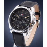 Tommy Hilfiger Decker Black Dial Black Leather Strap Watch for Men - 1791563