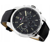 Tommy Hilfiger Decker Black Dial Black Leather Strap Watch for Men - 1791563