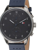 Tommy Hilfiger Chase Grey Dial Blue Leather Strap Watch for Men - 1791578