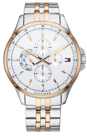 Tommy Hilfiger Shawn Quartz White Dial Two Tone Steel Strap Watch for Men - 1791617