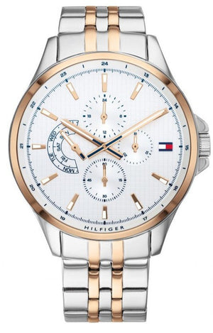 Tommy Hilfiger Shawn Quartz White Dial Two Tone Steel Strap Watch for Men - 1791617
