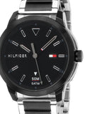 Tommy Hilfiger Sneaker Quartz Black Dial Two Tone Steel Strap Watch for Men - 1791619