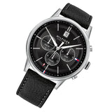 Tommy Hilfiger Kyle Quartz Black Dial Black Leather Strap Watch for Men - 1791630