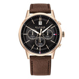 Tommy Hilfiger Multi Function Chronograph Black Dial Brown Leather Strap Watch for Men - 1791631