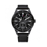 Tommy Hilfiger Austin Black Dial Black Leather Strap Watch for Men - 1791638