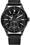 Tommy Hilfiger Austin Black Dial Black Leather Strap Watch for Men - 1791638