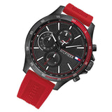 Tommy Hilfiger Multifunction Quartz Black Dial Red Rubber Strap Watch for Men  - 1791722