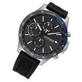 Tommy Hilfiger Bank Quartz Black Dial Black Rubber Strap Watch for Men - 1791724