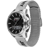 Tommy Hilfiger Digital Black Dial Silver Mesh Bracelet Watch For Men - 1791765