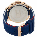 Tommy Hilfiger Bank Multifunction Quartz White Dial Blue Rubber Strap Watch for Men - 1791778