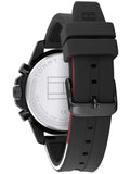 Tommy Hilfiger Denim Black Dial Black Rubber Strap Watch for Men - 1791555