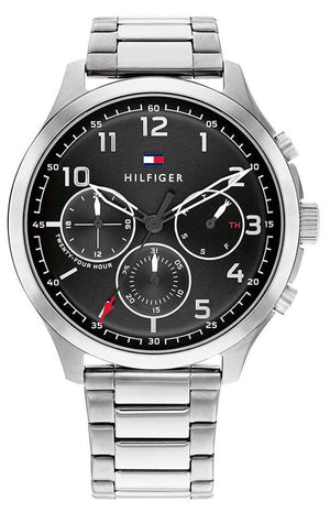 Tommy Hilfiger Asher Chronograph Black Dial Silver Steel Strap Watch For Men - 1791852