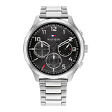 Tommy Hilfiger Asher Chronograph Black Dial Silver Steel Strap Watch For Men - 1791852