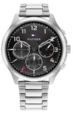 Tommy Hilfiger Asher Chronograph Black Dial Silver Steel Strap Watch For Men - 1791852