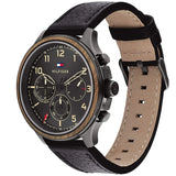 Tommy Hilfiger Asher Chronograph Black Dial Black Leather Strap Watch For Men - 1791854