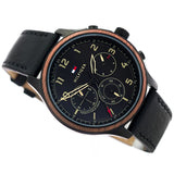 Tommy Hilfiger Asher Chronograph Black Dial Black Leather Strap Watch For Men - 1791854