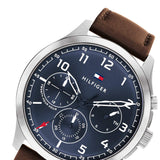 Tommy Hilfiger Asher Chrongraph Blue Dial Brown Leather Strap Watch For Men - 1791855