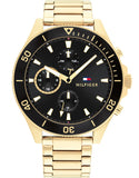 Tommy Hilfiger Larson Chronograph Black Dial Gold Steel Strap Watch For Men - 1791919