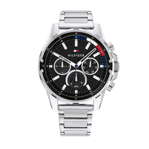 Tommy Hilfiger Mason Multifunction Black Dial Silver Steel Strap Watch For Men - 1791936