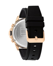 Tommy Hilfiger Blaze Multifunction Black Dial Black Rubber Strap Watch For Men - 1792028