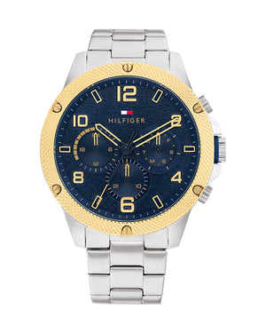 Tommy Hilfiger Blaze Chronograph Blue Dial Silver Steel Strap Watch for Men - 1792031