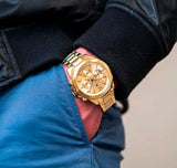 Tommy Hilfiger Lars Chronograph Quartz Gold Dial Gold Steel Strap Watch For Men - 1792060