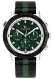 Tommy Hilfiger Troy Chronograph Green Dial Two Tone Nylon Strap Watch For Men - 1792107