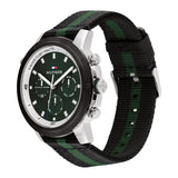 Tommy Hilfiger Troy Chronograph Green Dial Two Tone Nylon Strap Watch For Men - 1792107